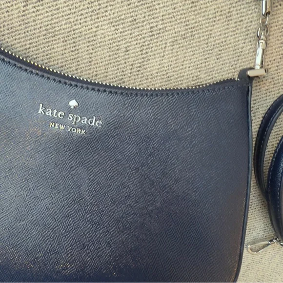 Kate Spade Madison Faux Pearl Medium Convertible Crossbody Parisian Navy Purse - Picture 3 of 10